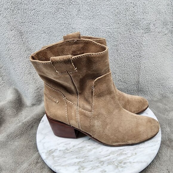 Vince Camuto Shoes Womens Size 8 Maves Brown Suede Block Heel Ankle Boots *GUC* - Picture 5 of 14